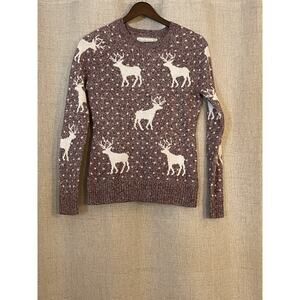 Abercrombie and Fitch Reindeer Print Christmas Sweater Size Holiday Cozy XS